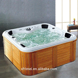 Alibaba sanitary ware Bathtub wood swimming pool hot tub shell with LED light