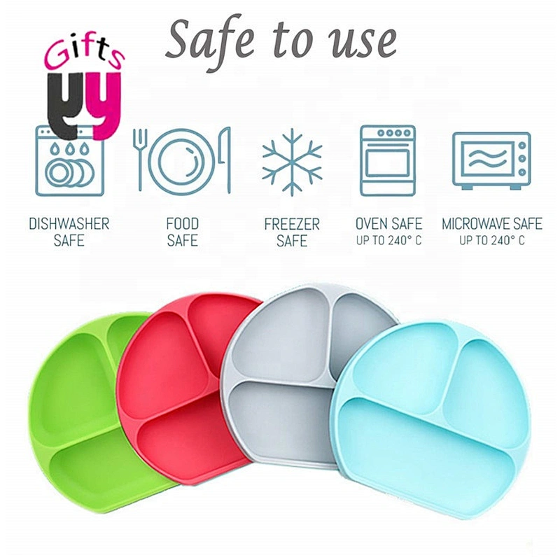 Baby Round Silicone Divided Plate,Baby Silicone Plate,silicone plate