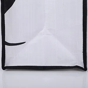 Custom white pp woven bag black logo shopping bag