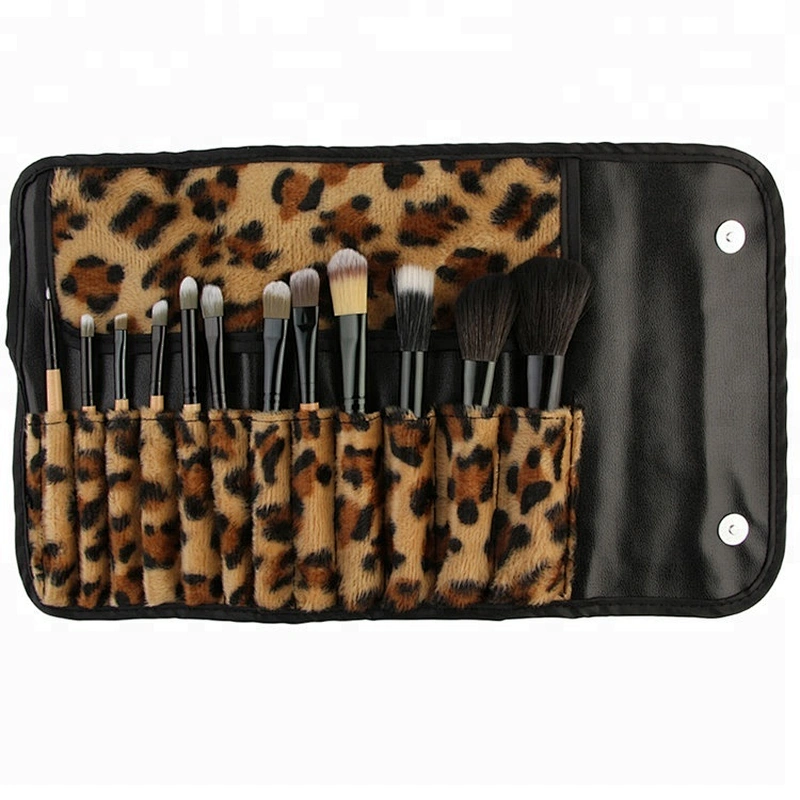 12PCS Makeup Brushes Set Powder Foundation Cream Blush Eyeshdow Lip Brush Sexy Leopard PU Case Beauty Cosmetic Tool Kits