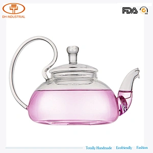 800ml handmade flower glass tea pot with FAD coffee glass kettle with easy carry