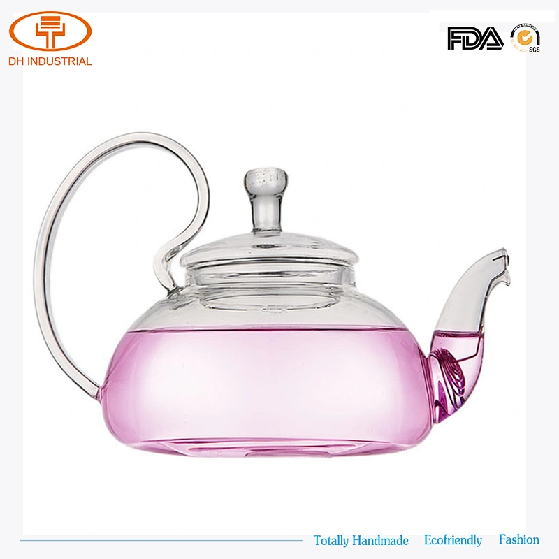 800ml handmade flower glass tea pot with FAD coffee glass kettle with easy carry