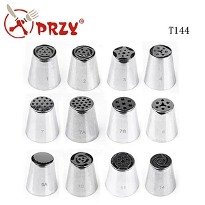 T144 Amazon hot sell 12 pcs stainless steel cake decorating tip icing nozzle set