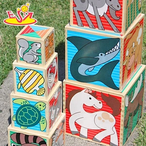 Non-toxic Creative children wooden stacking cubes toy for education W13D072