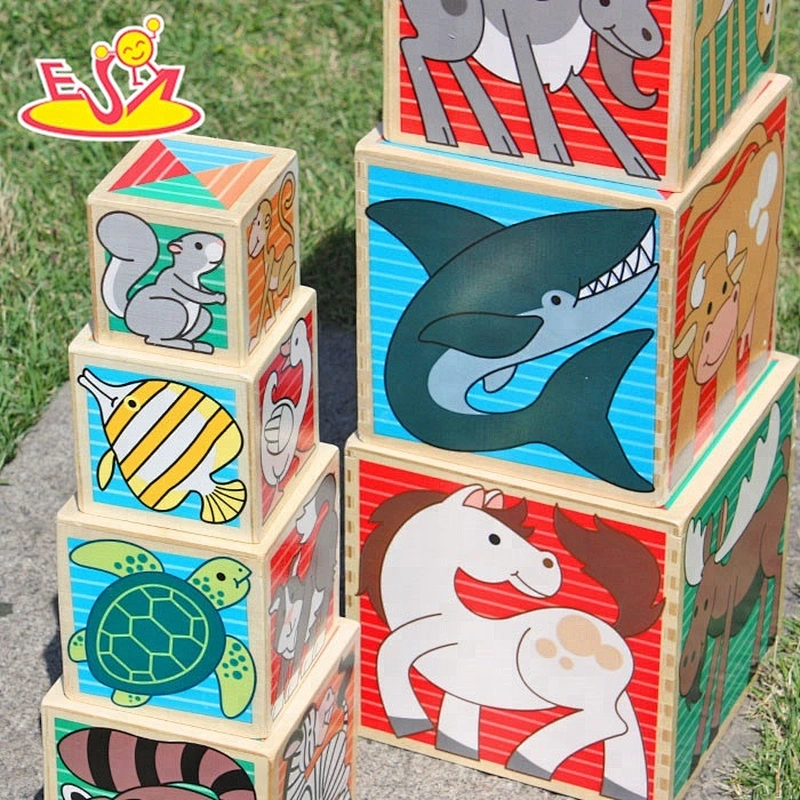 Non-toxic Creative children wooden stacking cubes toy for education W13D072