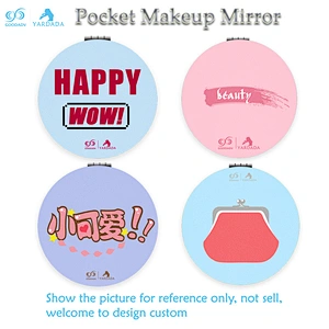 Custom design 2X foldable cosmetic magnifying tinplate mirror