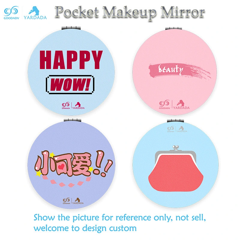 Custom design 2X foldable cosmetic magnifying tinplate mirror