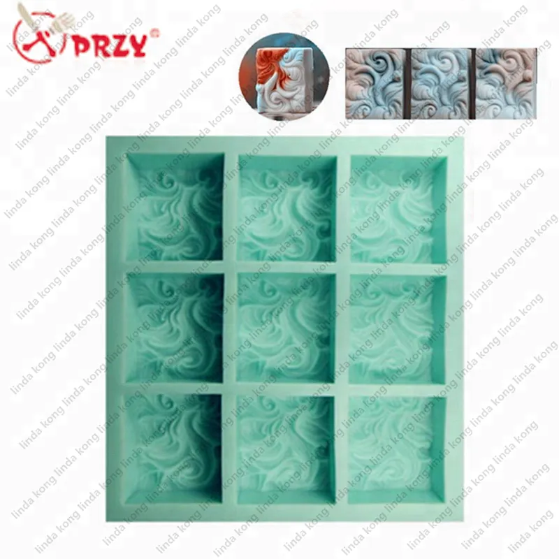 PRZY 9 Cavities Soap Molds big Wave shape handmade soap silicone molds