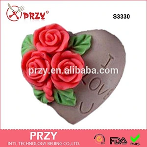 S3330 PRZY 3d heart shape flower soap silicone mold heart flower handmade soap mould for sell