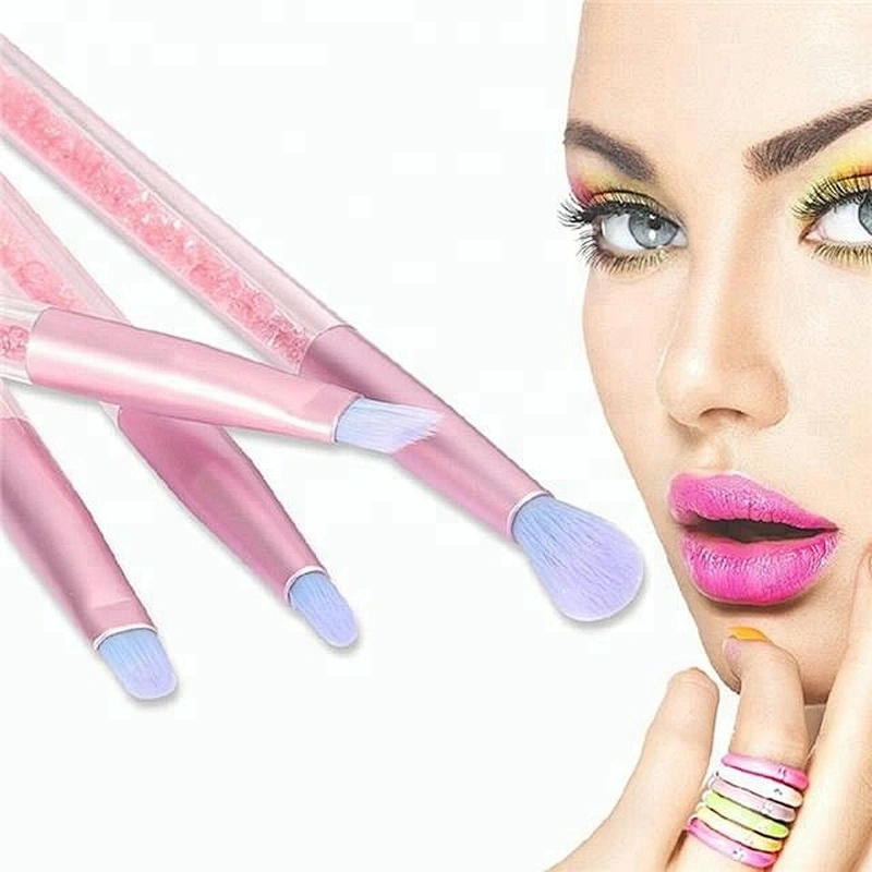 Customized Logo Glitter 7pcs Makeup Brush Set With Transparent Spangle Makeup Bag Silicone Makeup Brush Cleaning Pad