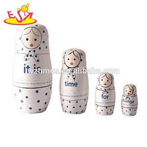 Wholesale traditional style owl pattern russian doll toy wooden nesting blocks toy for kids W06D089
