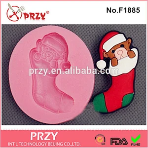 F1885 PRZY christmas fondant silicone sock mold
