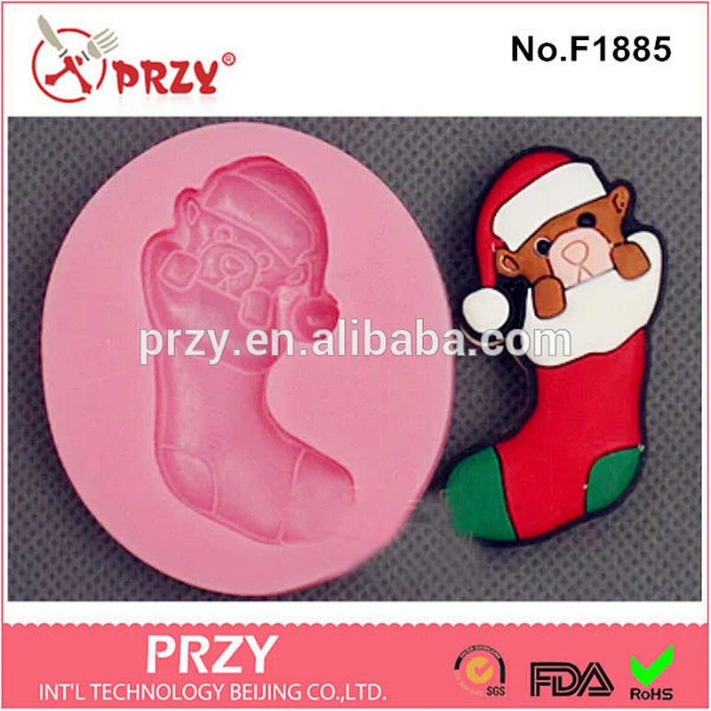 F1885 PRZY christmas fondant silicone sock mold