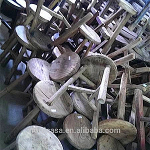 Chinese antique rustic wooden natural color stool