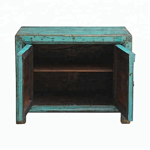 chinese antique distressed lacquered wooden beside cabinet mongolian furniture