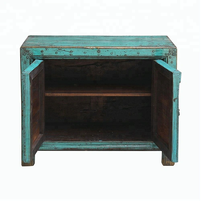 chinese antique distressed lacquered wooden beside cabinet mongolian furniture