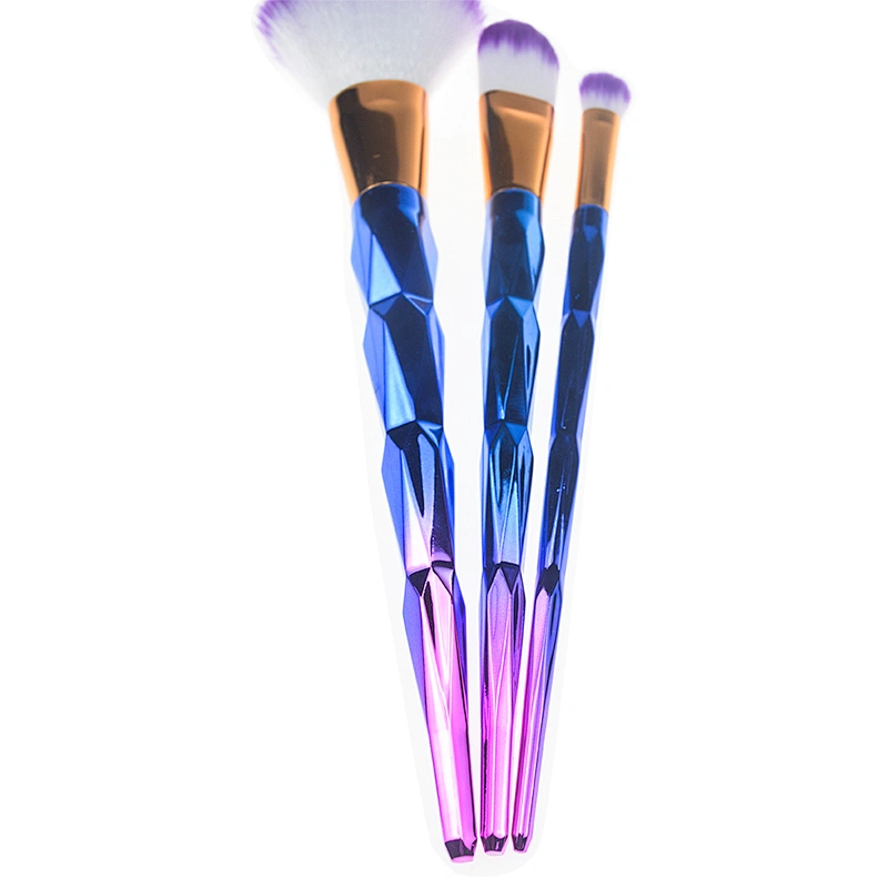 2018 best new 3pc diamond makeup brush set with electroplated plastic handle