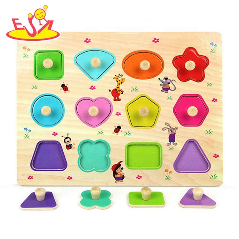 High quality kids educational wooden abc puzzle with knob W14M170