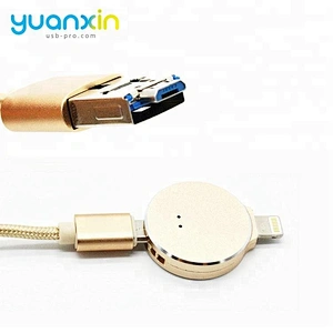 Round usb flash drive with cable