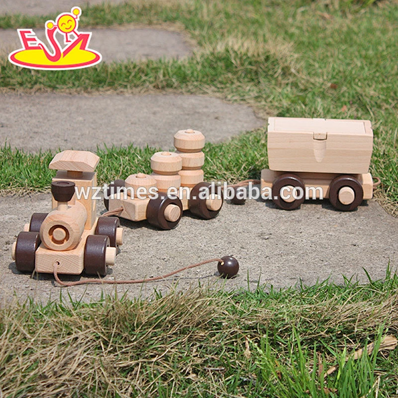 El juguete determinado del tren del tirón de madera de los niños superventas al por mayor trae la diversión W05B086
