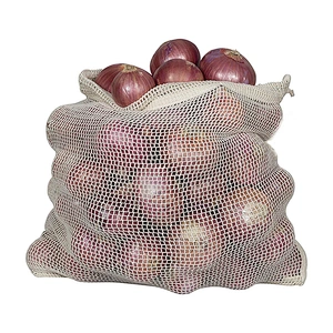 eco friendly cotton produce bag onion potato tomato net bag mesh drawstring bag