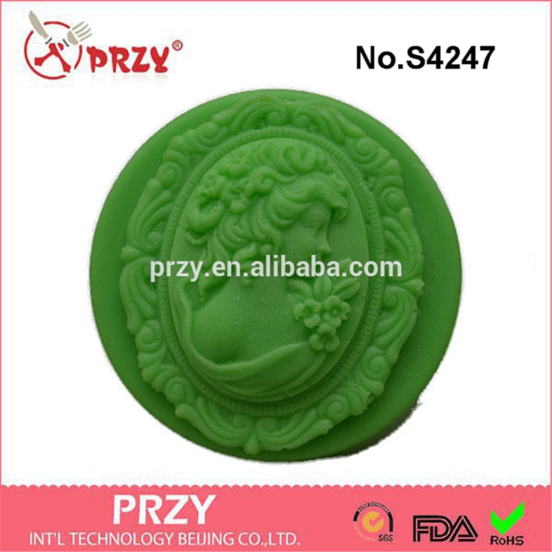 S4247 PRZY Silicone Mold - Lady cameo Soap Bar - , Soap making - mould silicone rubber mold