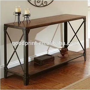 Chinese antique industrial natural console table with iron leg