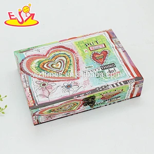 Wholesale beautiful wooden rectangle storage box butterfly pattern wooden rectangle box W18A036