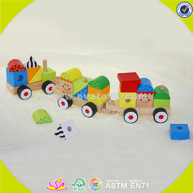 wholesale top sale multifunction pulling train toy stylish wooden pull train toys W05C008