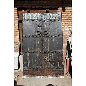 Chinese Antique Black Shanxi Recycle Elm Wood Folding Doors with frame