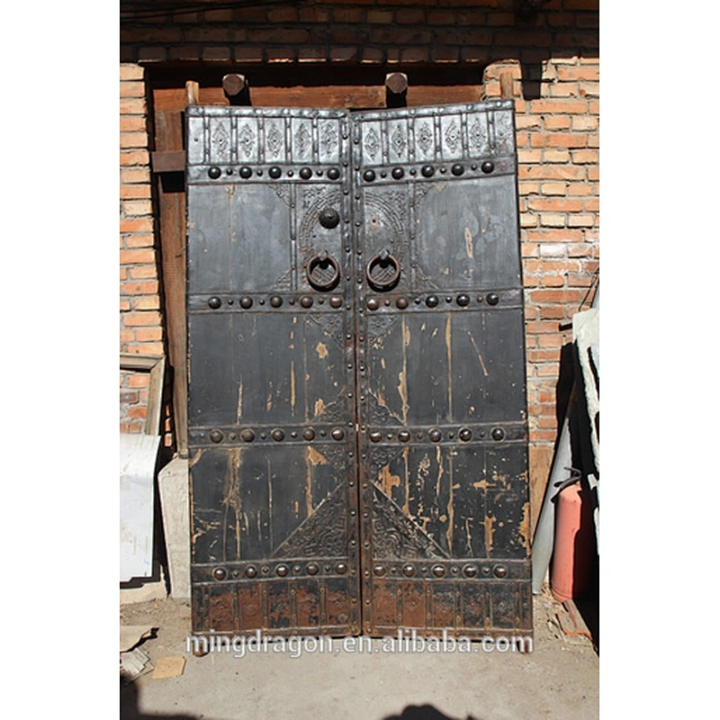 Chinese Antique Black Shanxi Recycle Elm Wood Folding Doors with frame