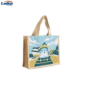 Custom eco friendly waterproof tote shopping jute sack  bag burlap linen packing gift bag with logo print