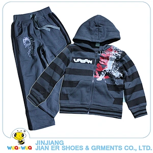 OEM service 100%cotton brushed fleece 2 pcs kids boys casual clothing suit