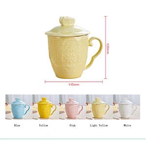 Customized Creative Simple Ceramic Coffee Cup Set Large Capacity Water Cup With Spoon and Lid High Quality