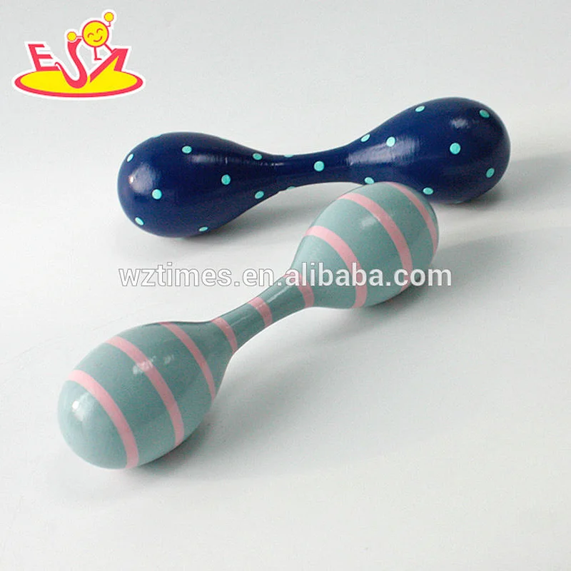 Wholesale custom euro style double heads wooden shaking maracas W07I129