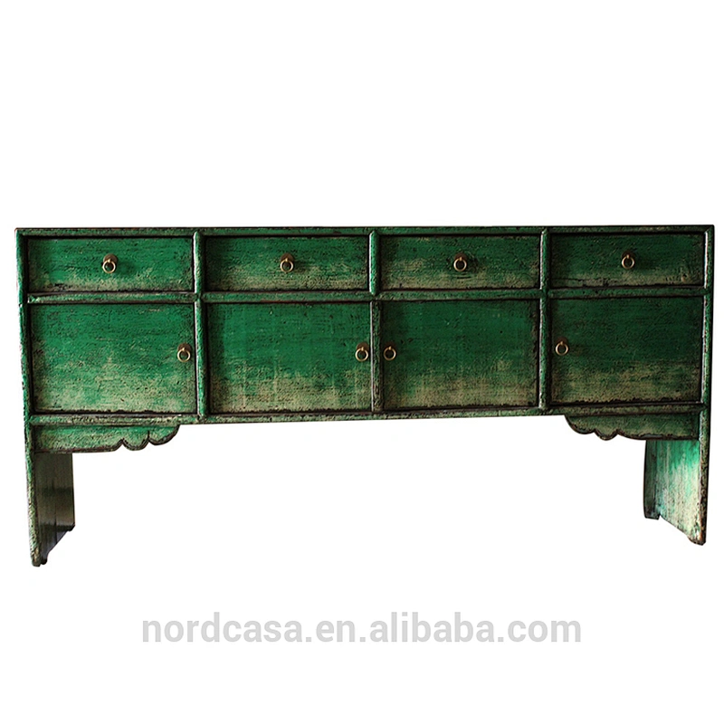 Chinese antique appearance reclaimed wood chinese lacquer low cabinet