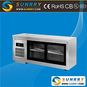 Stainless steel commercial freezer cabinet mini bar with refrigerator display topping