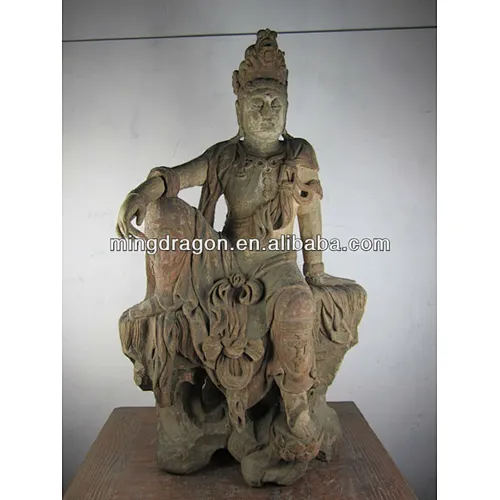 chinese antique wooden dancing buddha statu