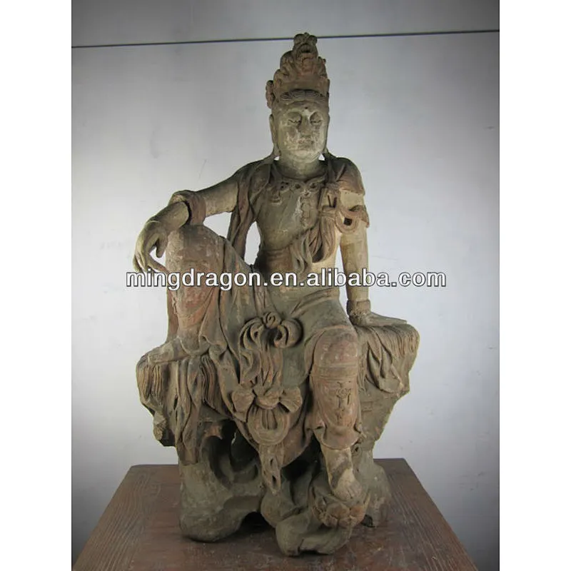 chinese antique wooden dancing buddha statu