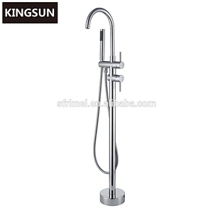 Floor Standing Brass Long Spout Bathroom Copper Hand Shower Set