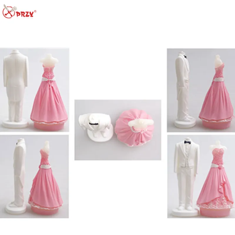 New Style pink wedding dress 100% handmade Candle mold silicone Cake Moulds Soap Molds