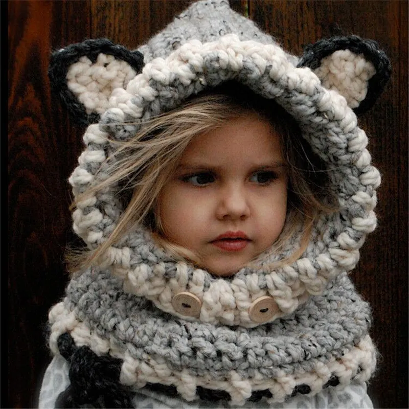 Kids Knitted Hat with Neck
