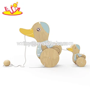 Wholesale preschool educational toys wooden animal cart pull along toy for kids WJ278241
