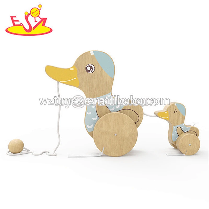 Wholesale preschool educational toys wooden animal cart pull along toy for kids WJ278241
