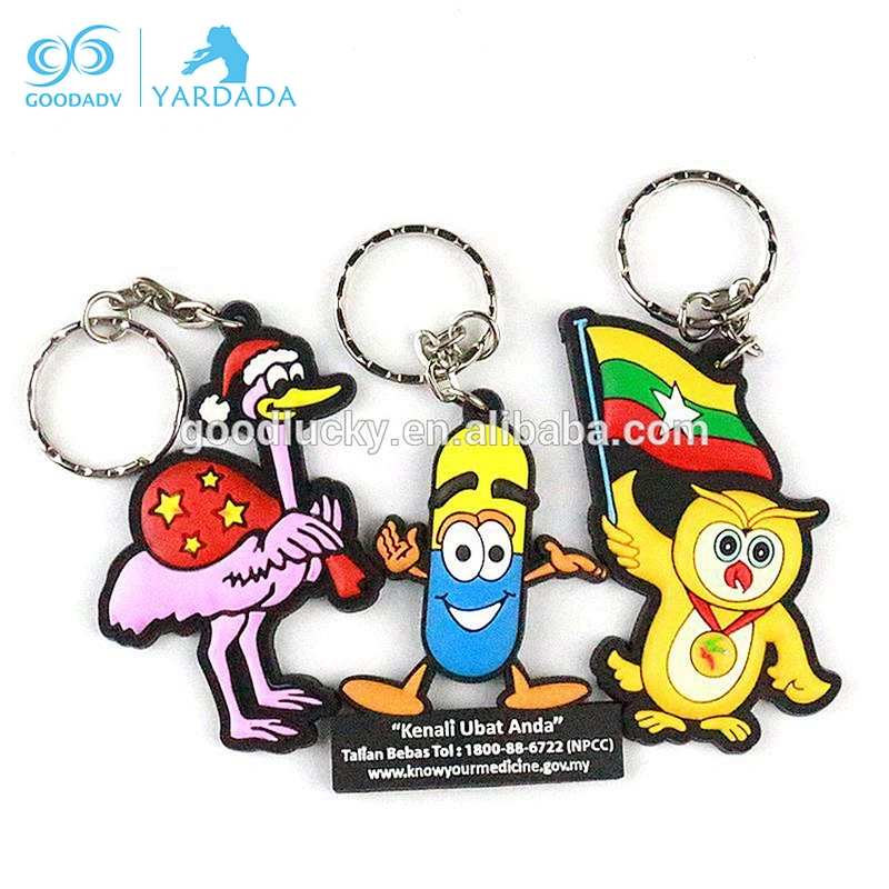 Wholesale 3d custom shaped soft rubber pvc keychain