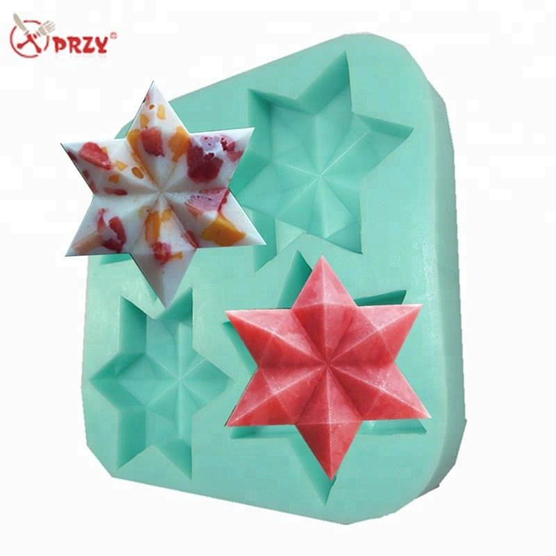 Star shaped Soap mold 4cavities Ice Cream mould Cake baking silicone molds