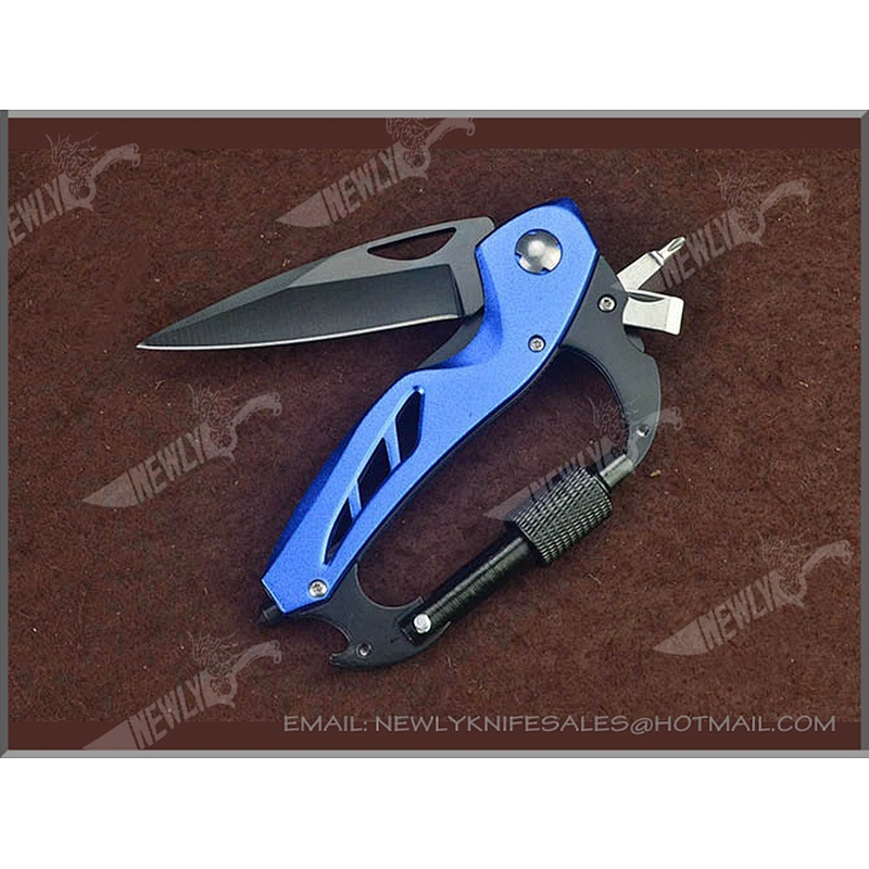 Climbing Button Carabiner Multi Tool Outdoor Camping Folding Knife