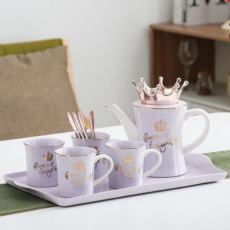 Ceramic Tea Cup Set Creative Nordic Simplified Style Cold Water Kettle Tea Pot Set