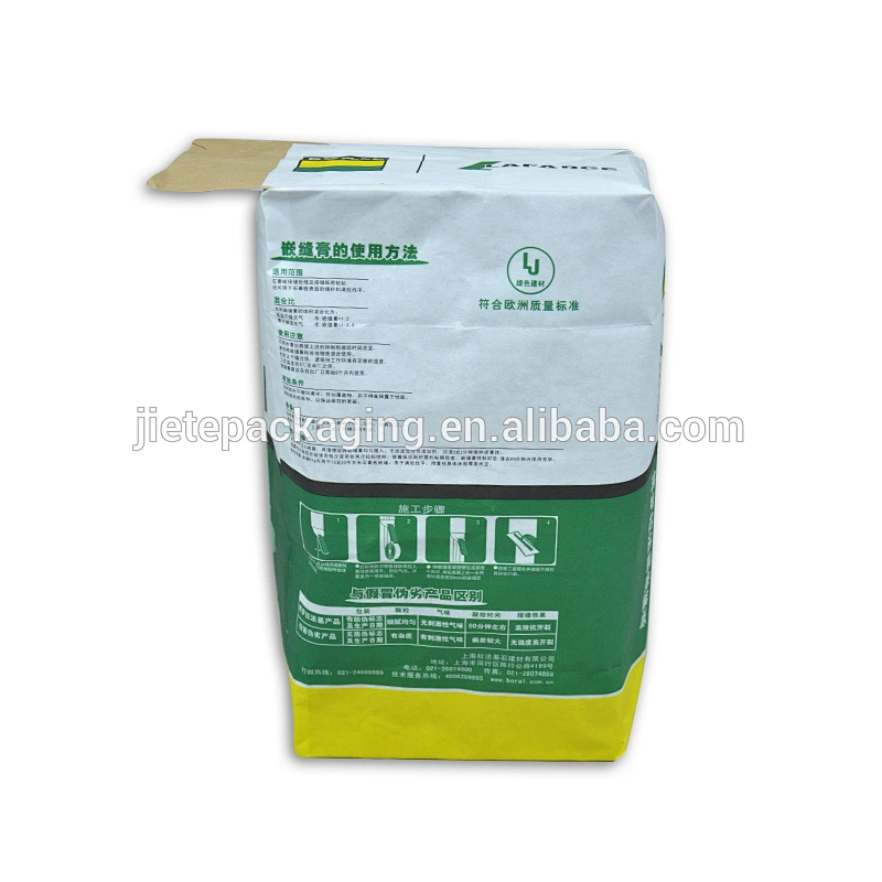 Printed kraft paper valve bag for packing putty, glue, mortar, plaster 5kg