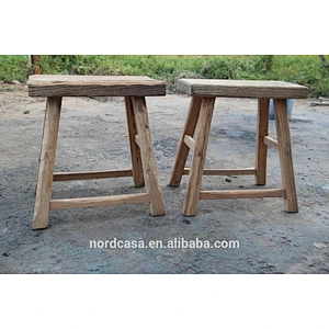 Antique Chinese square wooden bar stools